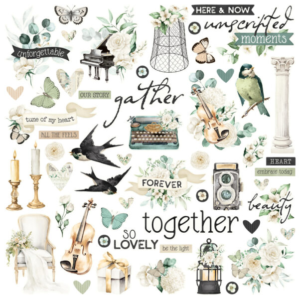 Simple Stories Simple Vintage Timeless Harmony Chipboard Pieces