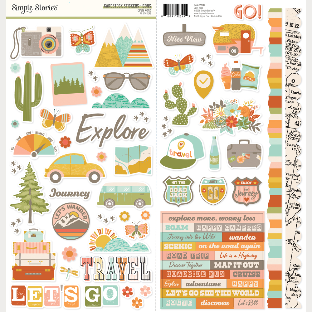 Simple Stories Open Road Cardstock Stickers Icons