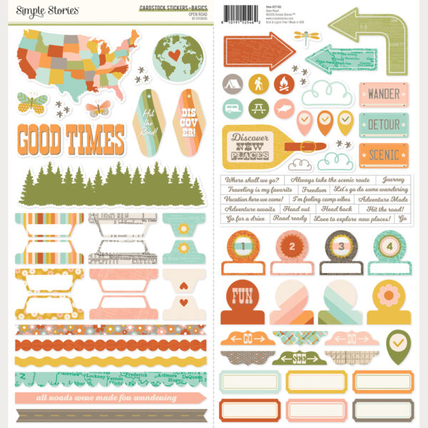Simple Stories Open Road Cardstock Stickers Basics