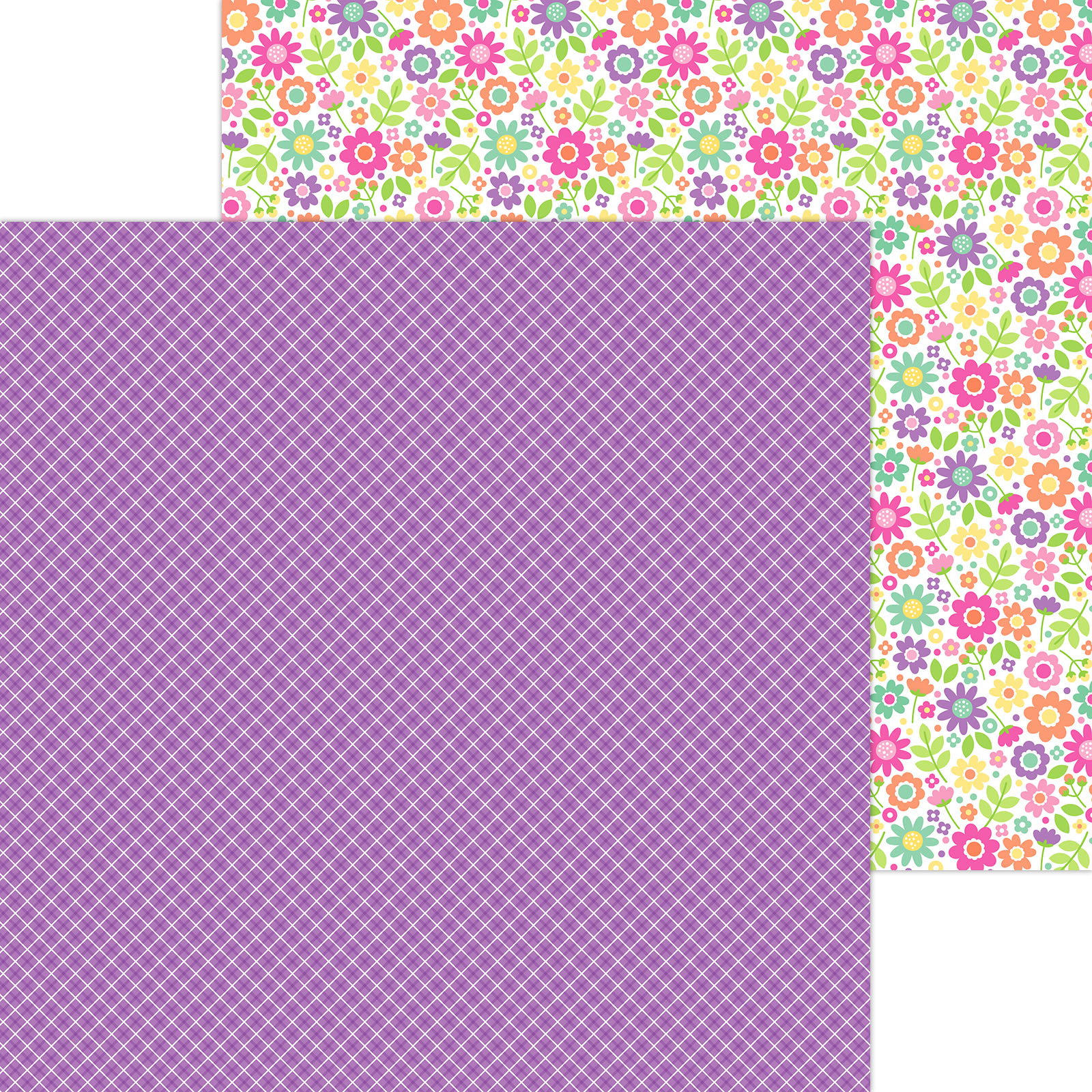 Doodlebug Color Me Crafty 12X12 Plaid It's Purple