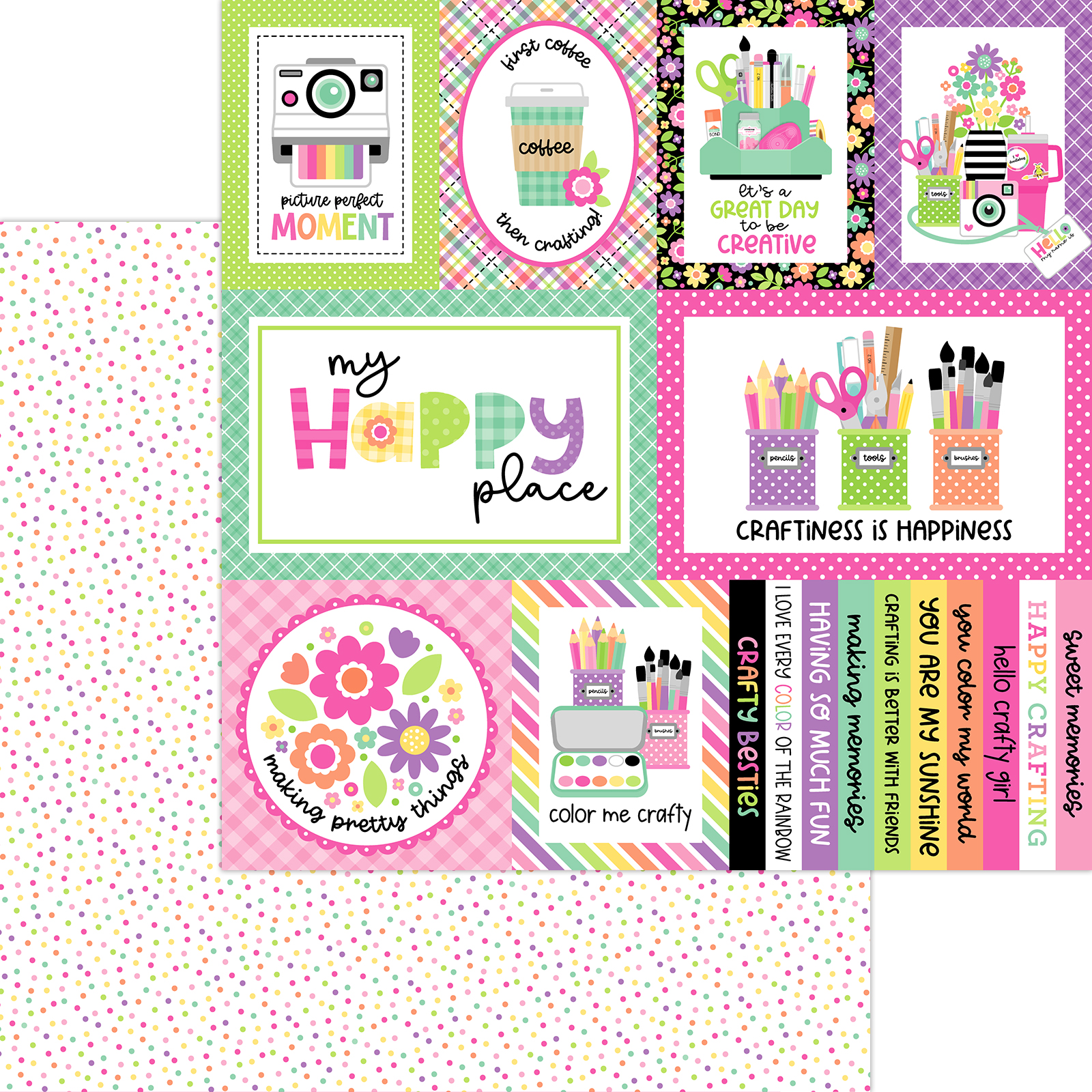 Doodlebug Color Me Crafty 12X12HAPPY Dots