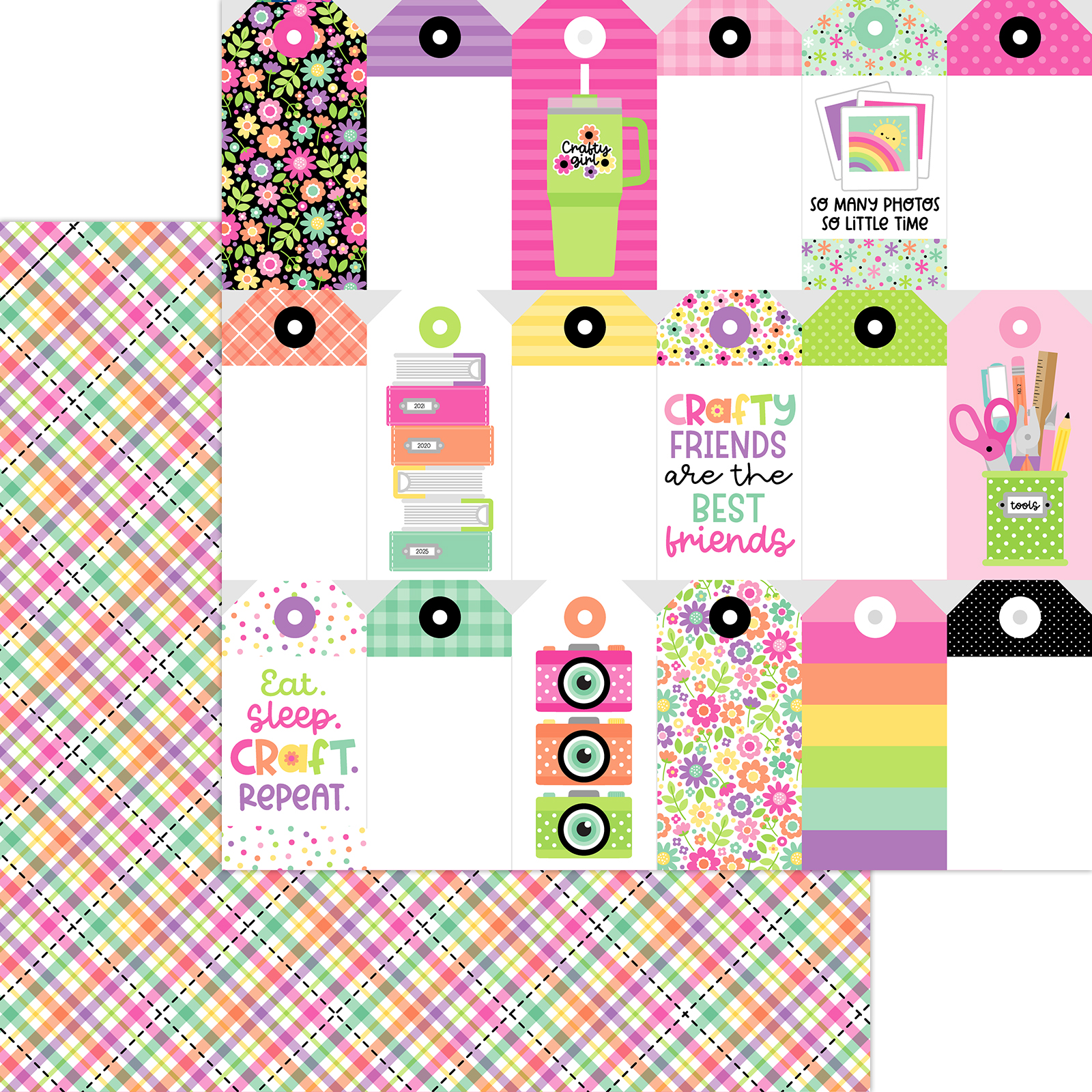 Doodlebug Color Me Crafty 12X12 Perfectly Plaid