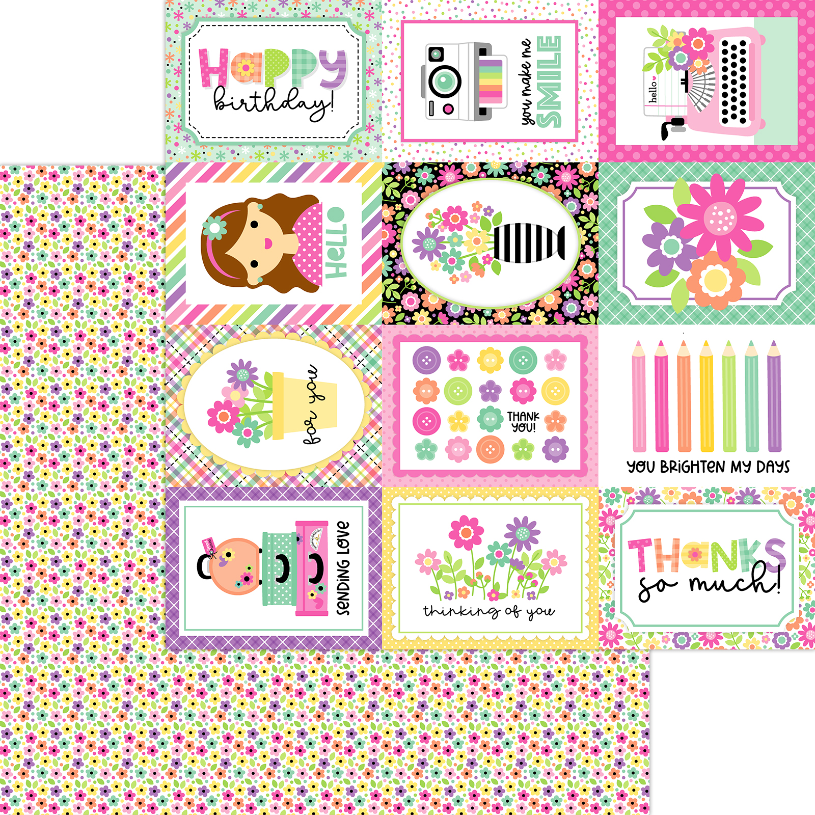 Doodlebug Color Me Crafty 12X12 Bitty Blossoms