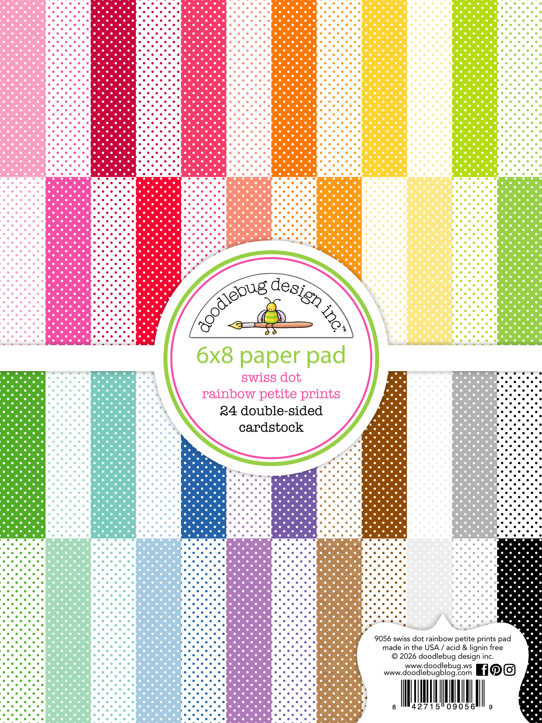 Doodlebug 6X8 Pad Swiss-dot Rainbow Petite Prints