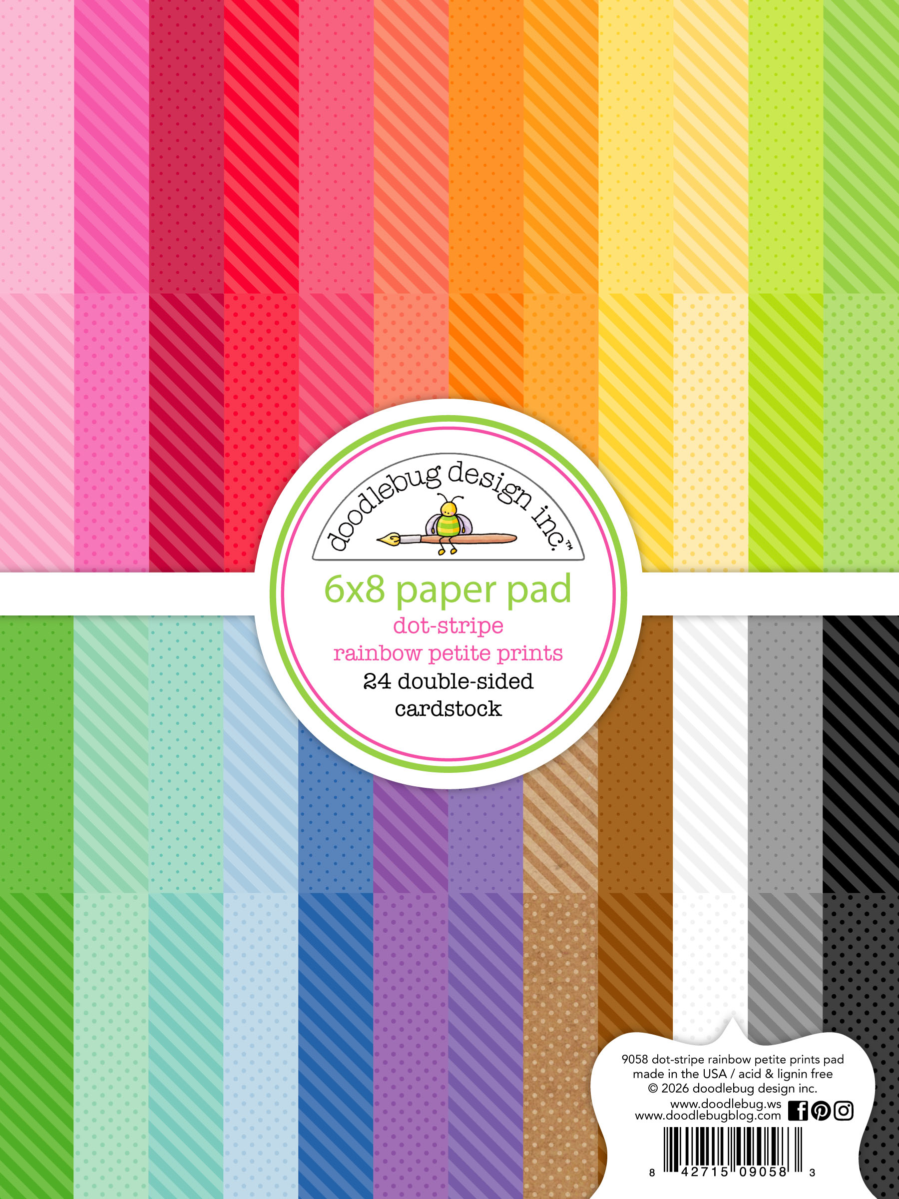 Doodlebug 6X8 Pad Dot-stripe Rainbow Petite Prints