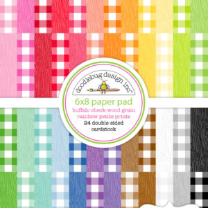 Doodlebug 6X8 Pad Buffalo Check-wood Grain Rainbow Petite Prints