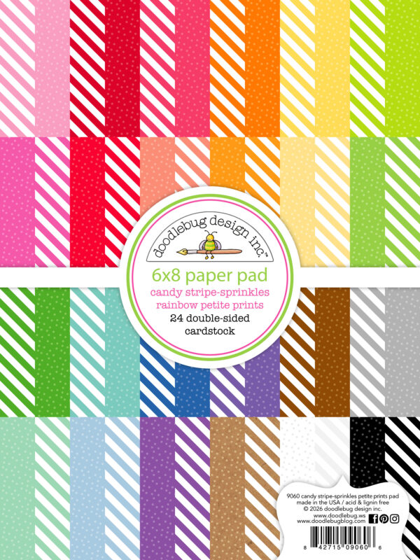 Doodlebug 6X8 Pad Candy Stripe-sprinkles Rainbow Petite Prints