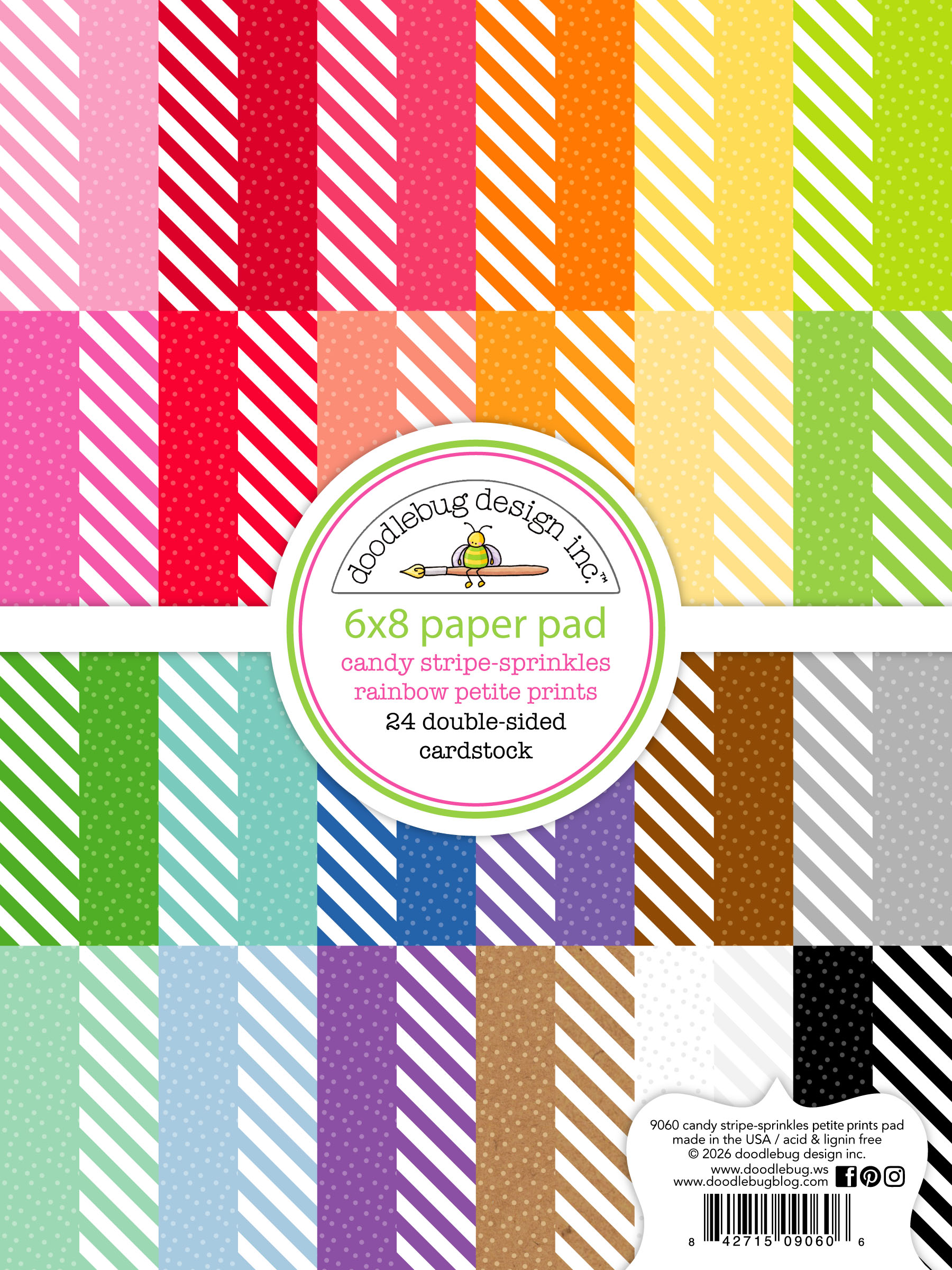 Doodlebug 6X8 Pad Candy Stripe-sprinkles Rainbow Petite Prints