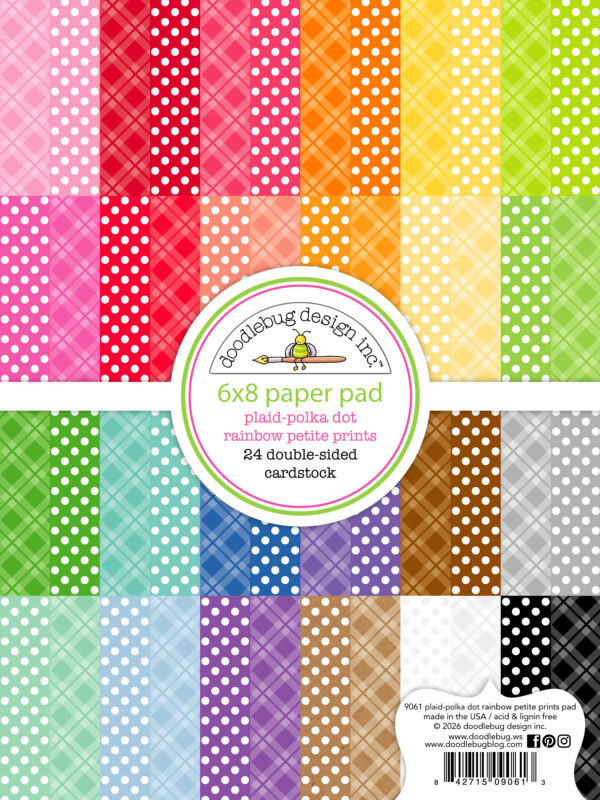 Doodlebug 6X8 Pad Plaid-polka Dot Rainbow Petite Prints