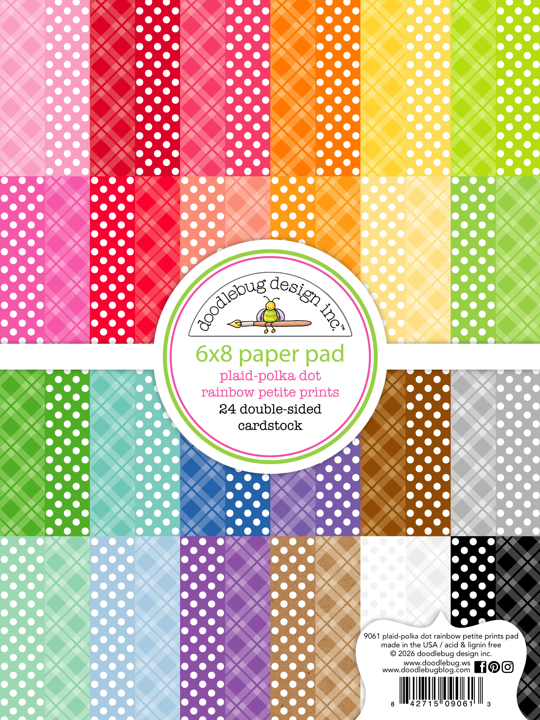 Doodlebug 6X8 Pad Plaid-polka Dot Rainbow Petite Prints