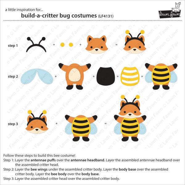 Lawn Fawn Build-a-critter Bug Costumes Dies