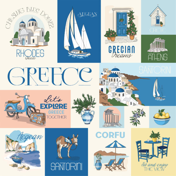 Carta Bella Greece 12X12 Greece Journaling Cards