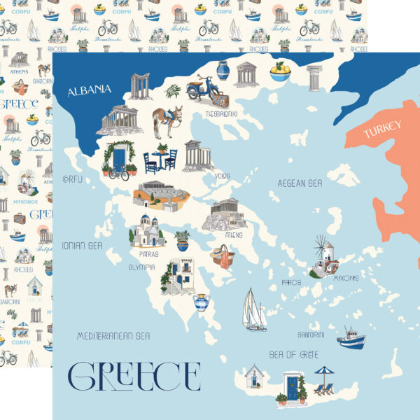 Carta Bella Greece 12X12 Greece Map Carta Bella Greece 12X12 Greece Map