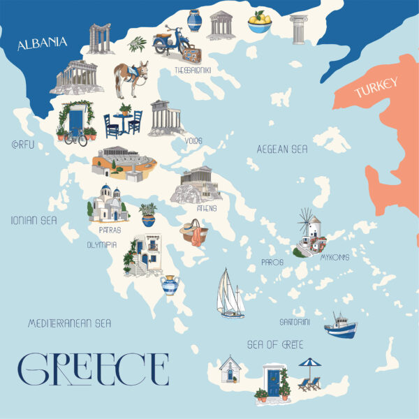 Carta Bella Greece 12X12 Greece Map