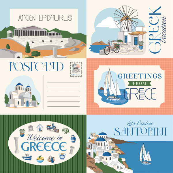 Carta Bella Greece 12X12 6X4 Journaling Cards