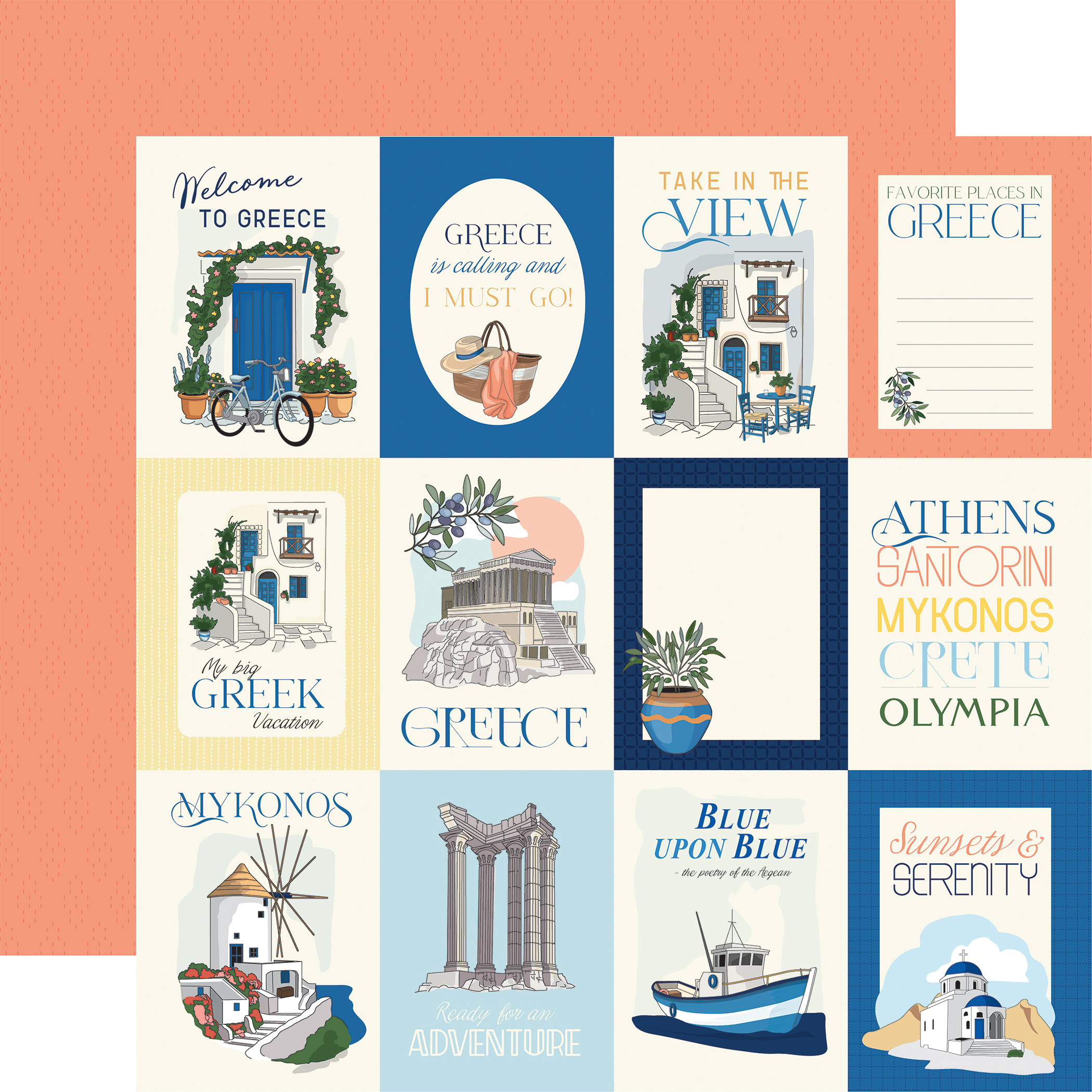 Carta Bella Greece 12X12 3X4 Journaling Cards