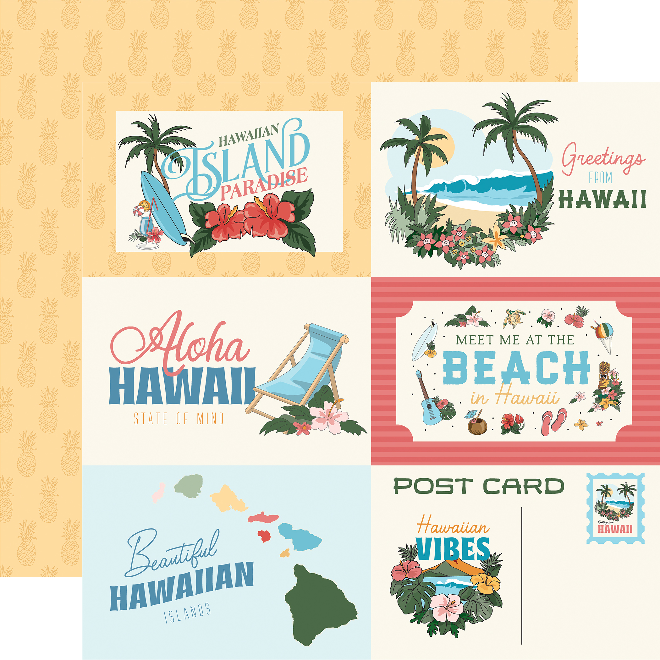 Carta Bella Hawaii 12X12 6X4 Journaling Cards