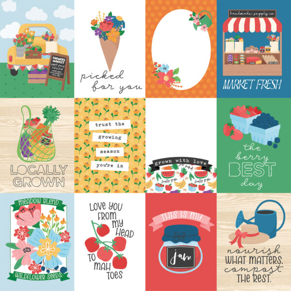 Echo Park Freshly Picked 12X12 3X4 Journaling Cards
