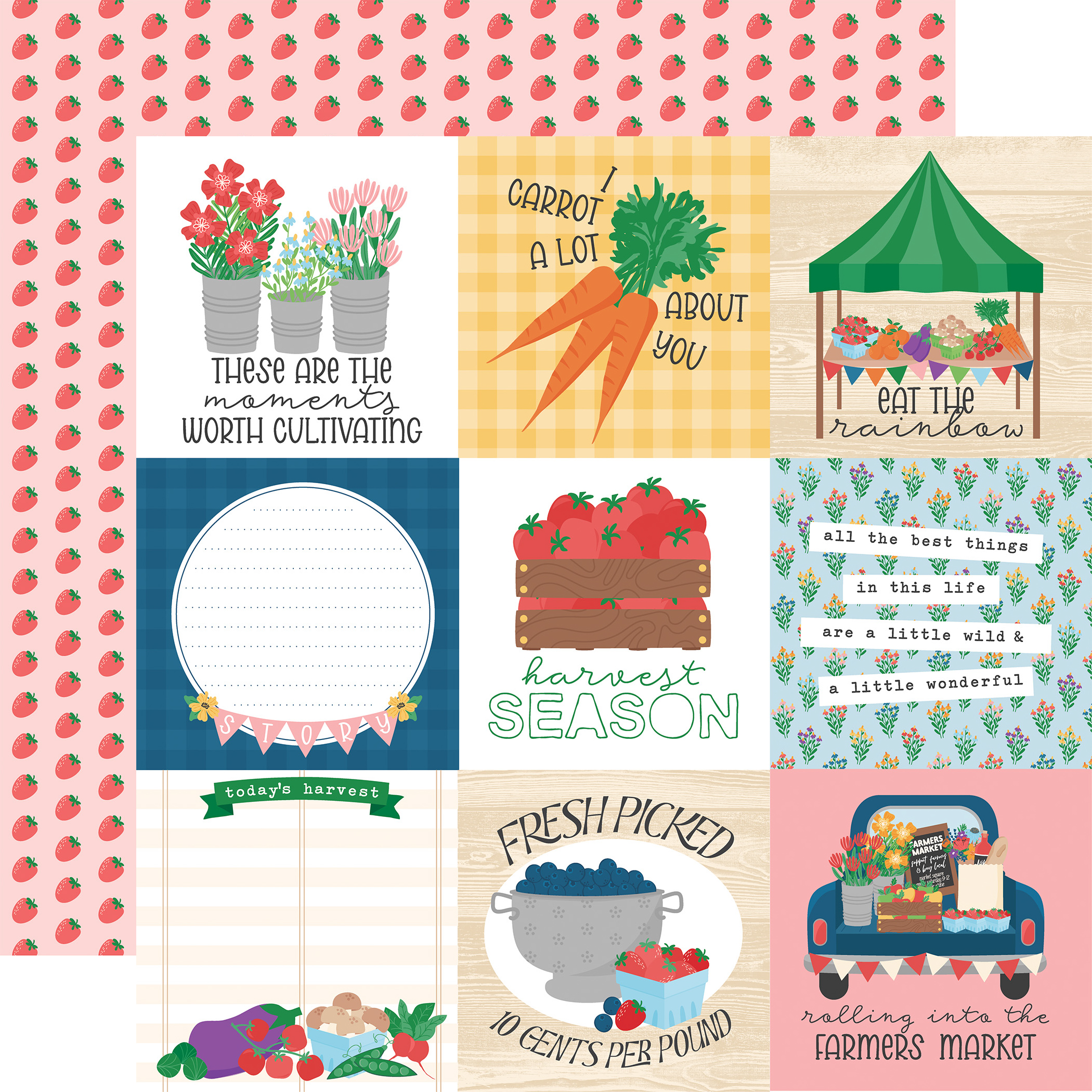 Echo Park Freshly Picked 12X12 4X4 Journaling Cards