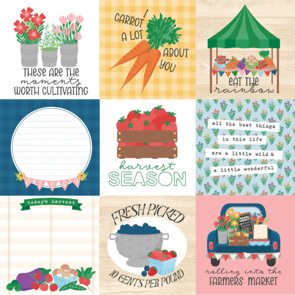 Echo Park Freshly Picked 12X12 4X4 Journaling Cards