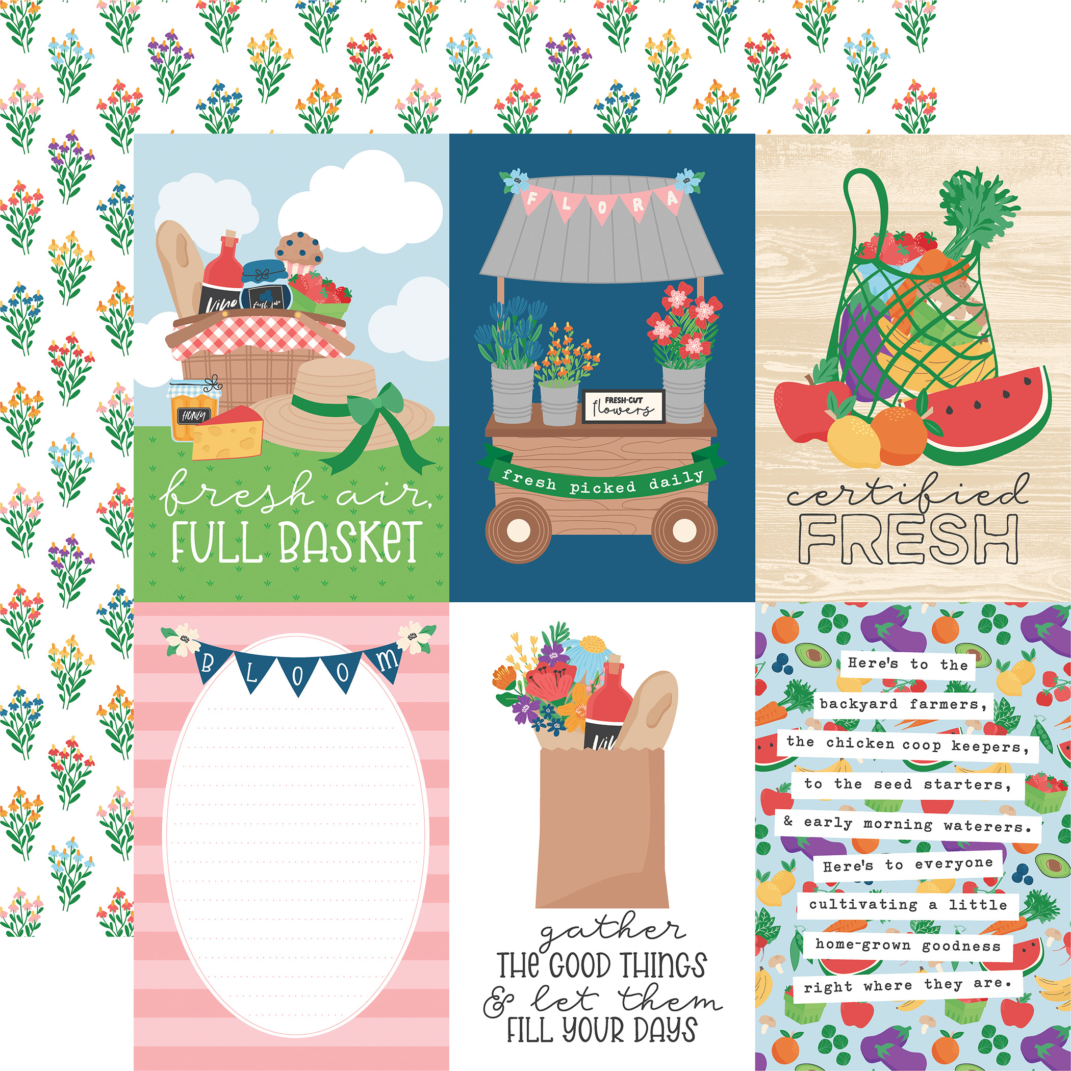Echo Park Freshly Picked 12X12 4X6 Journaling Cards