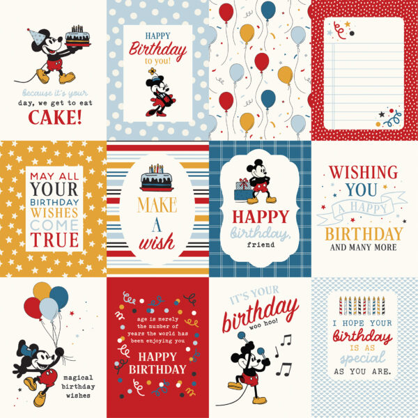 Echo Park Mouse & Me 12X12 3X4 Journaling Cards