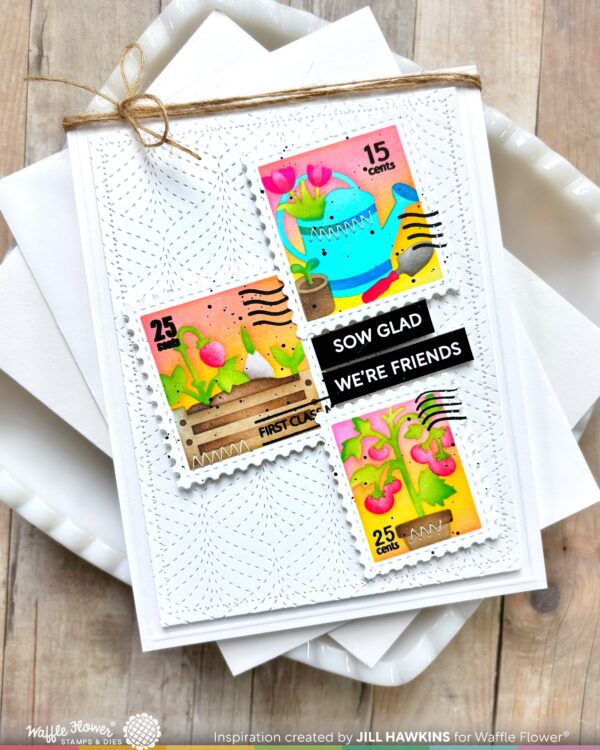 Waffle Flower Square Postage - Pansy Stencil