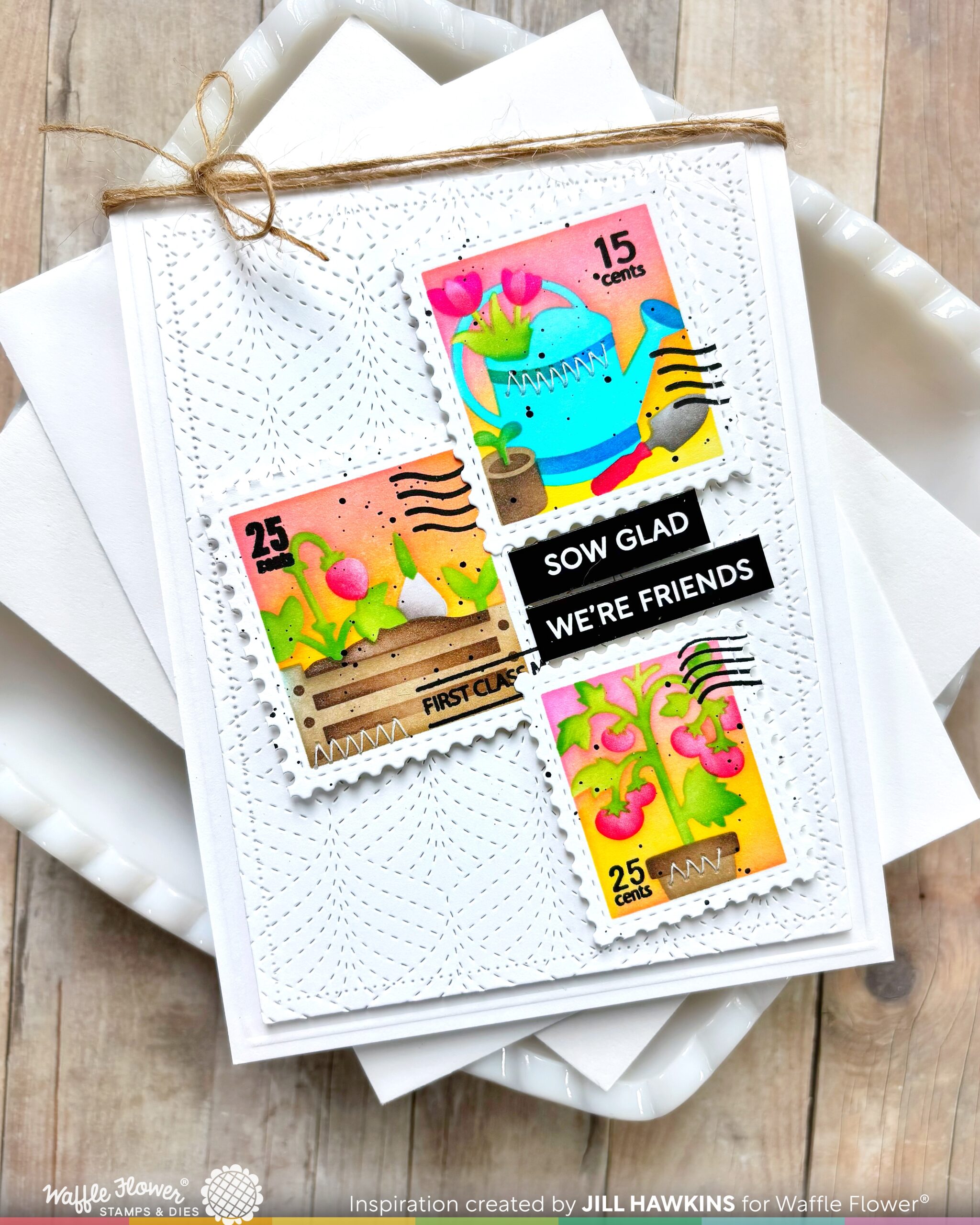 Waffle Flower Square Postage - Pansy Stencil