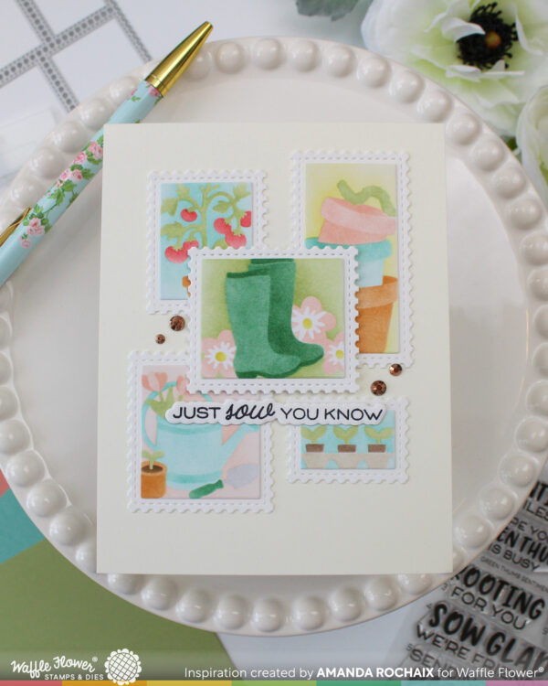 Waffle Flower Postage Collage Gardening Stencil