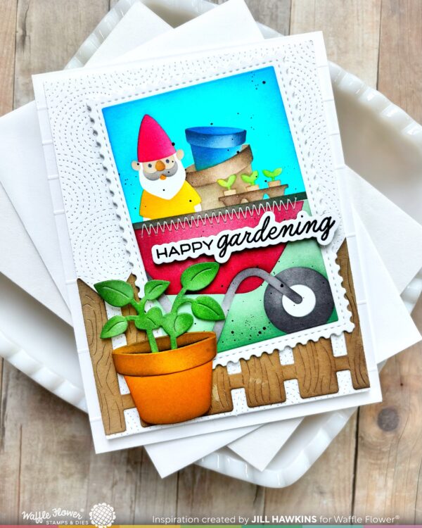 Waffle Flower Nested Postage Collage Gardening Stencil