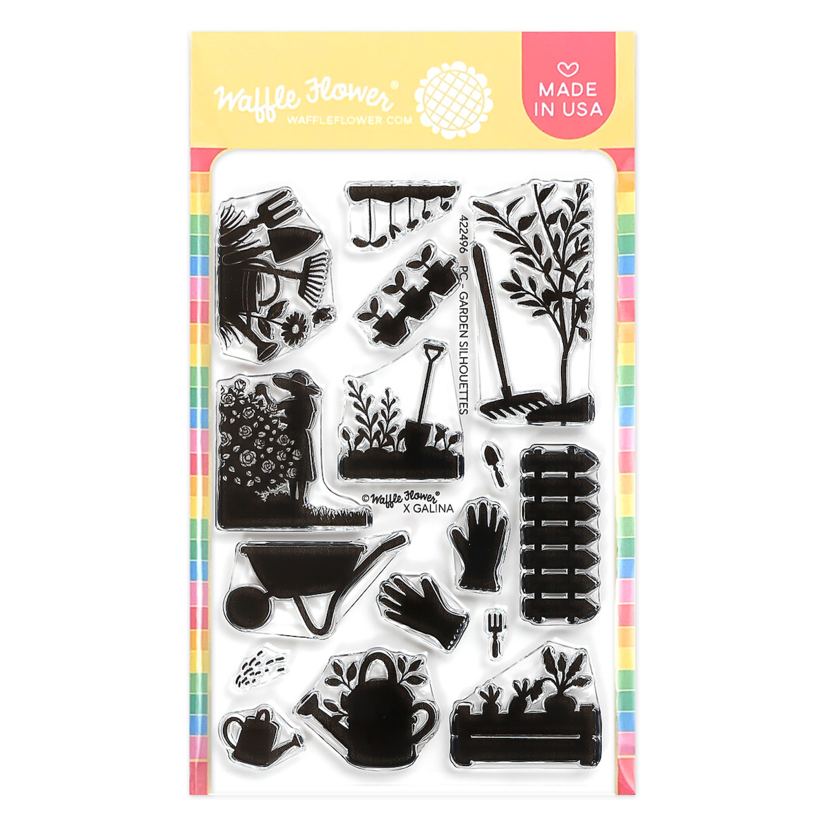 Waffle Flower Postage Collage Garden Silhouettes Stamp Set