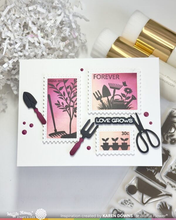 Waffle Flower Postage Collage Garden Silhouettes Stamp Set