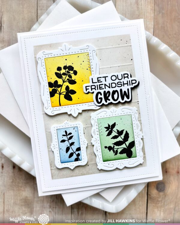 Waffle Flower Postage Collage Herb Silhouettes Stamp Set