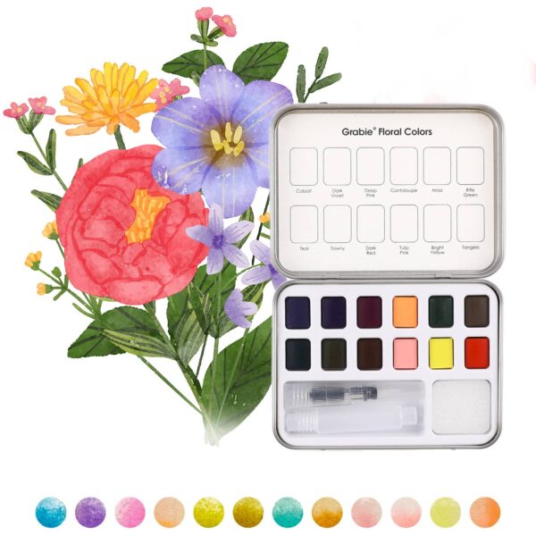 Grabbie Watercolor Coloring Club Florals