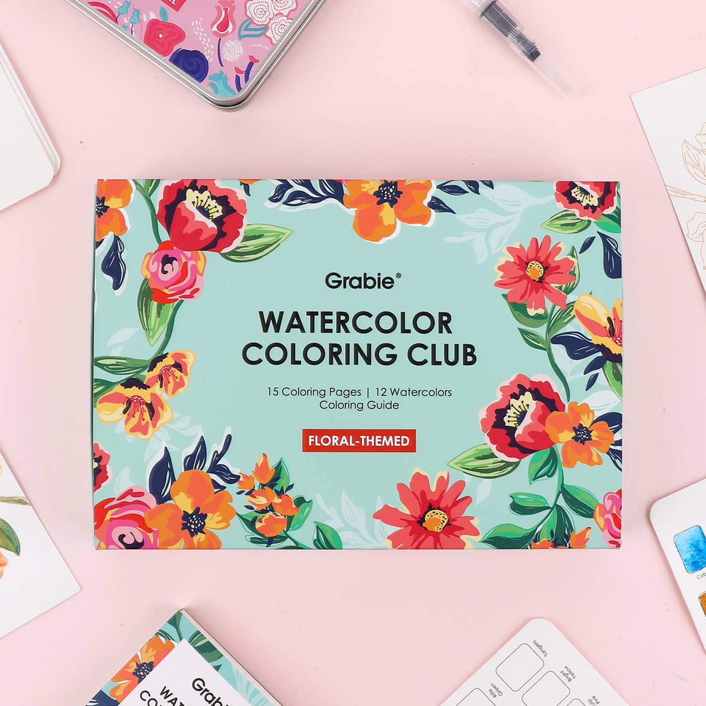 Grabbie Watercolor Coloring Club Florals