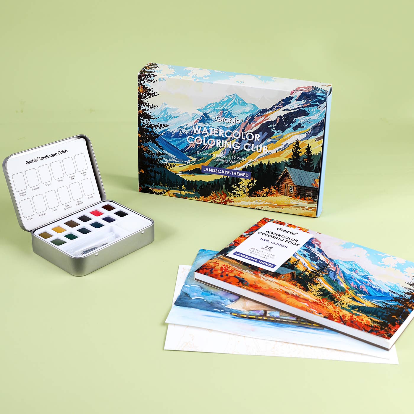 Grabbie Watercolor Coloring Club Landscapes