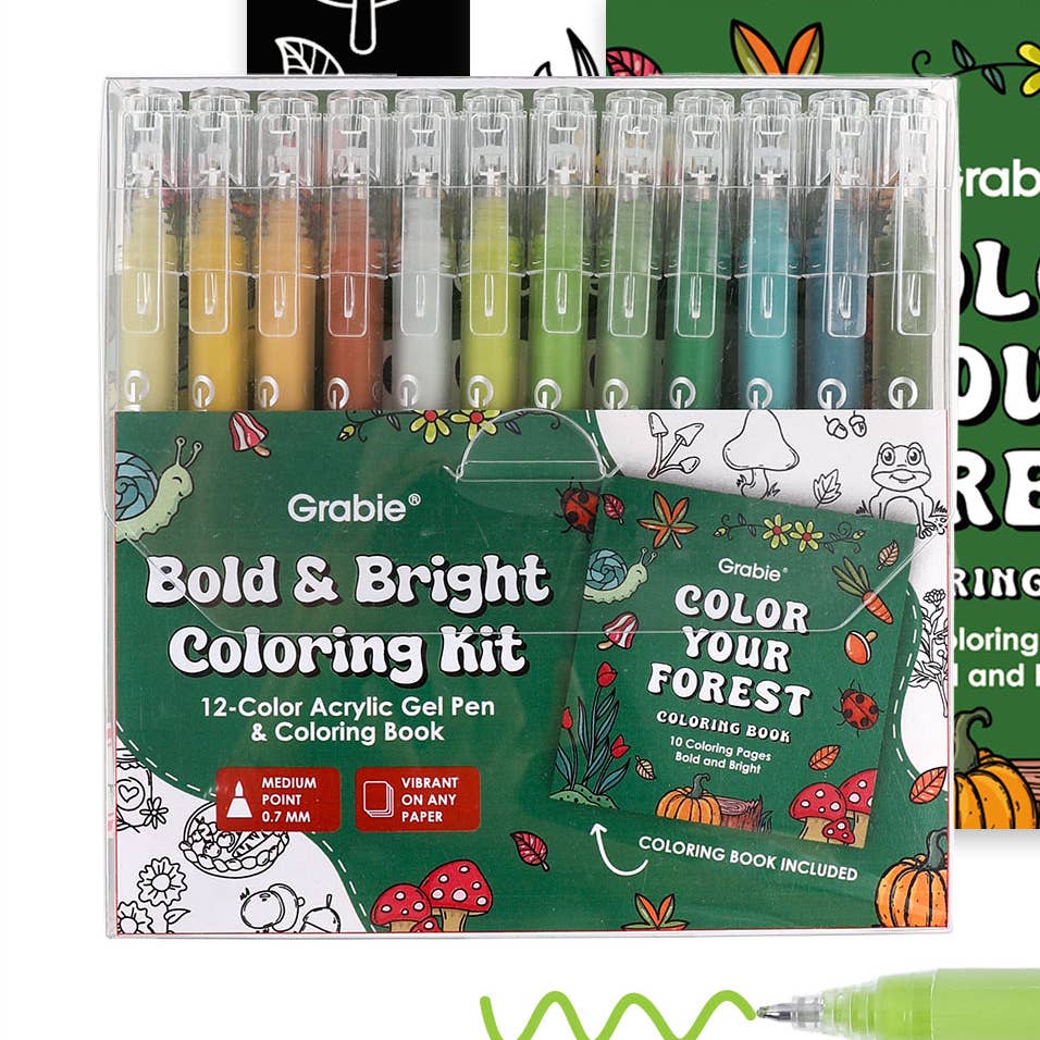 Grabbie Bold & Bright Coloring Kit Forest Color