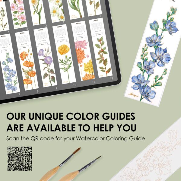 Grabbie Watercolor Coloring Bookmarks