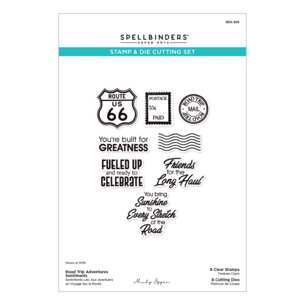 Spellbinders Road Trip Adventures Sentiments Stamp & Die Set By Mindy Eggen