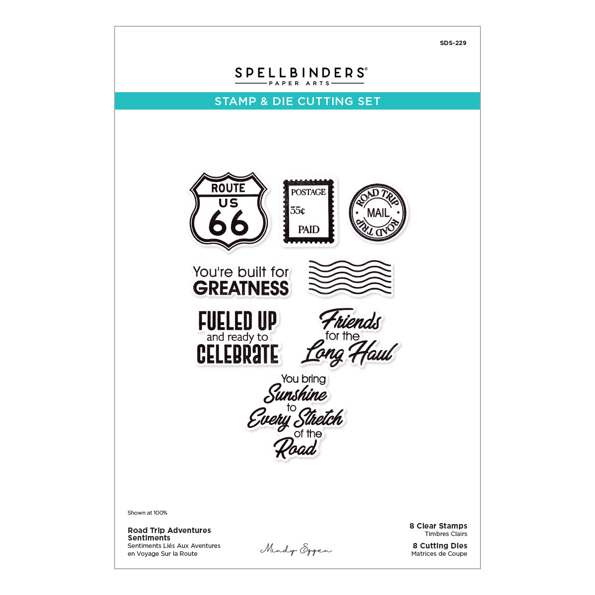 Spellbinders Road Trip Adventures Sentiments Stamp & Die Set By Mindy Eggen