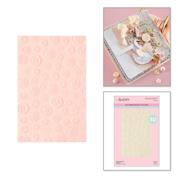 Spellbinders Haberdashery Buttons 3D Embossing Folder By Frank Garcia