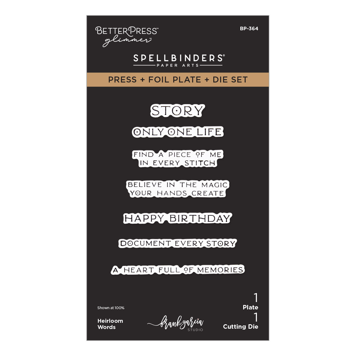 Spellbinders Heirloom Words Press + Foil Plate & Die Set By Frank Garcia