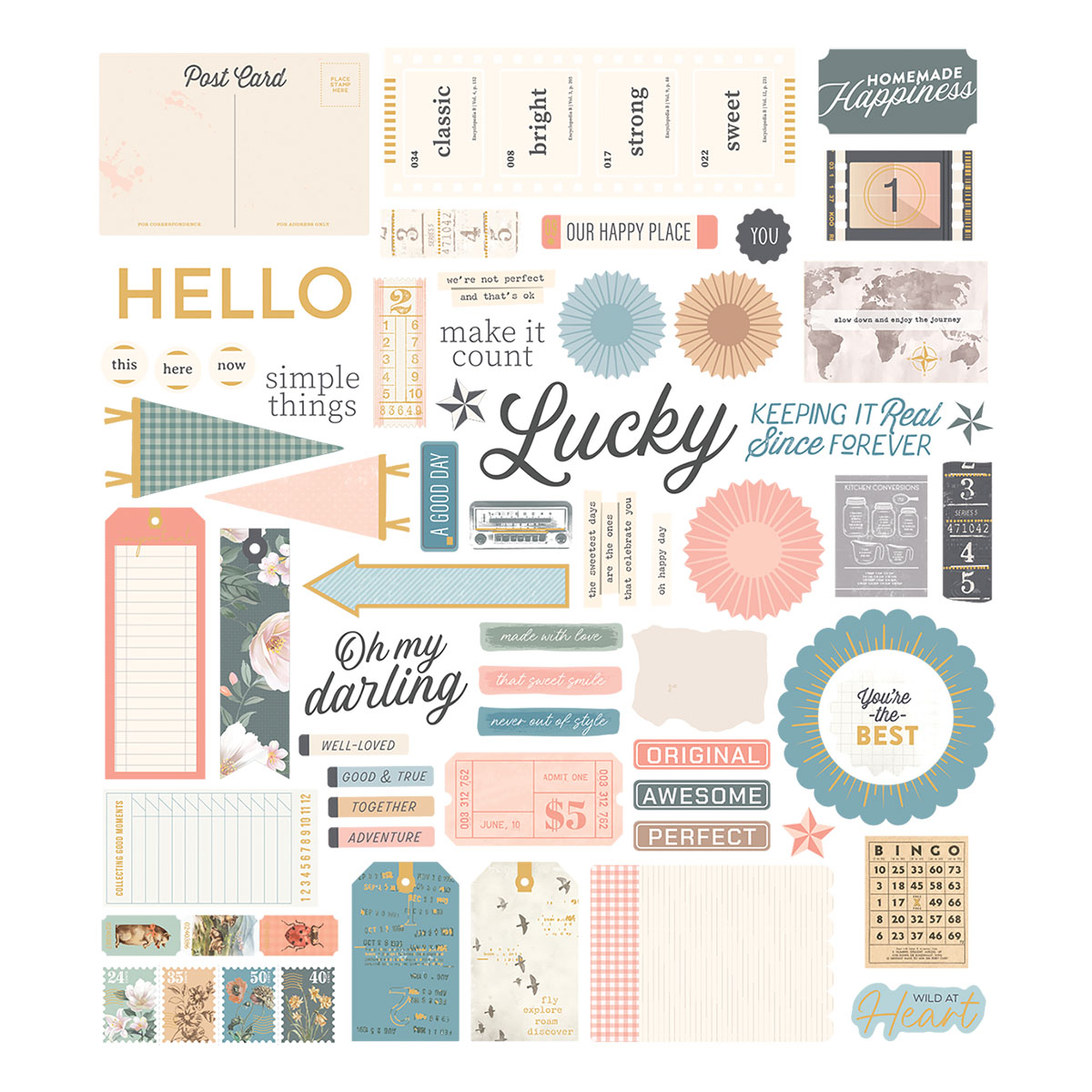 Spellbinders Rosie's Studio Clementine Diecut Cardstock Sentiments