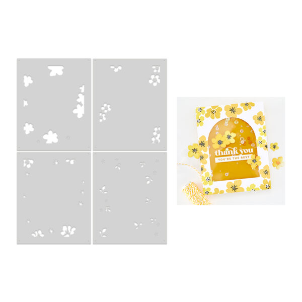 Hero Floral Frame Layering Stencil Set
