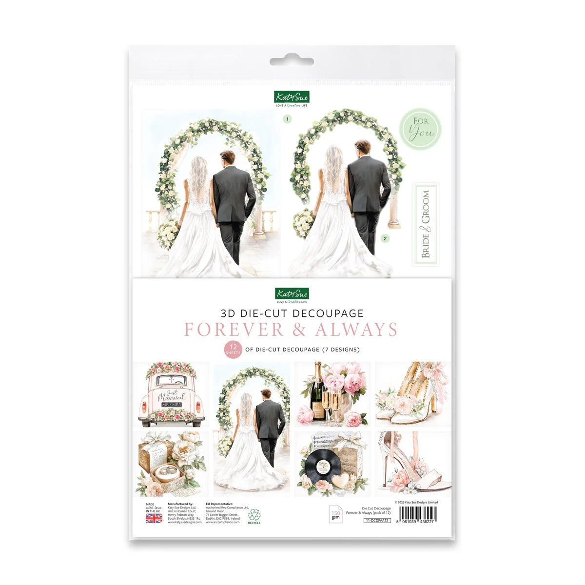 Katy Sue Die Cut Decoupage – Forever & Always 12 Sheets 7 Designs