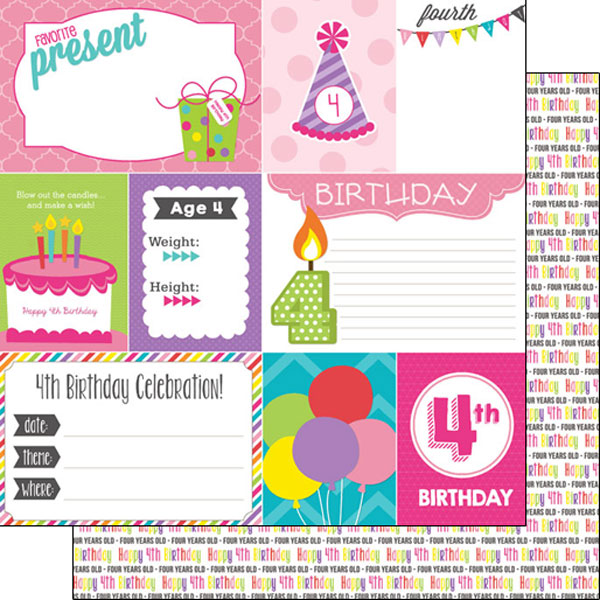SCRAPBOOK CUSTOMS 12X12 4TH BIRTHDAY GIRL JOURNAL