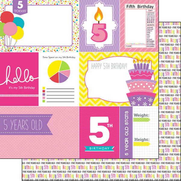 SCRAPBOOK CUSTOMS 12X 5TH BIRTHDAY GIRL JOURNAL