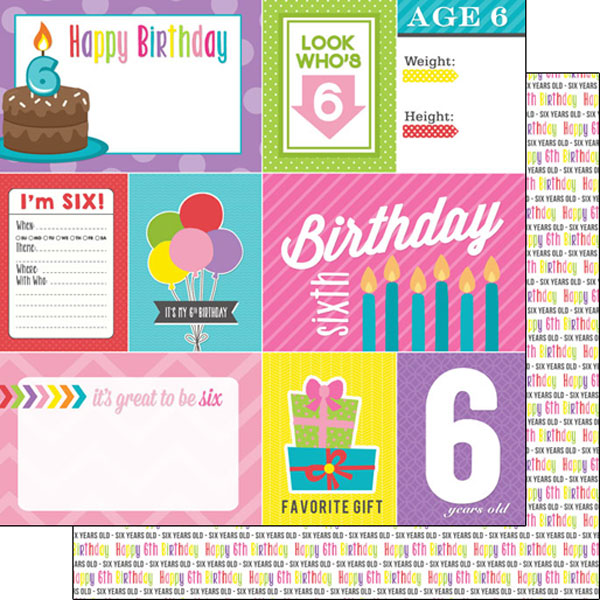 SCRAPBOOK CUSTOMS 12X12 6TH BIRTHDAY GIRL JOURNAL