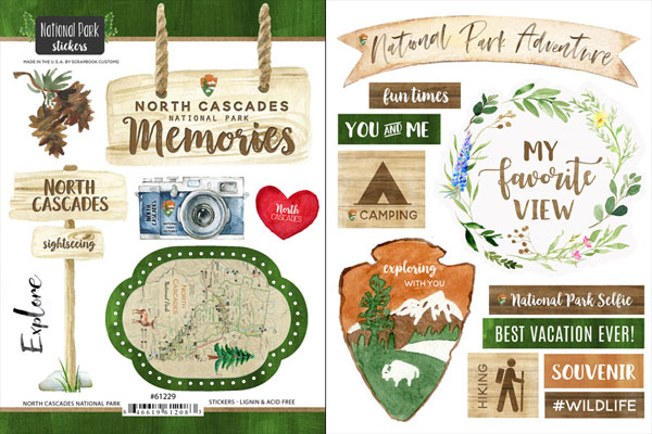 SCRAPBOOK CUSTOMS NORTH CASCADES NATIONAL PARK STICKERS