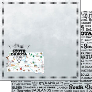 SCRAPBOOK CUSTOMS POSTAGE MAP 12X12 SOUTH DAKOTA